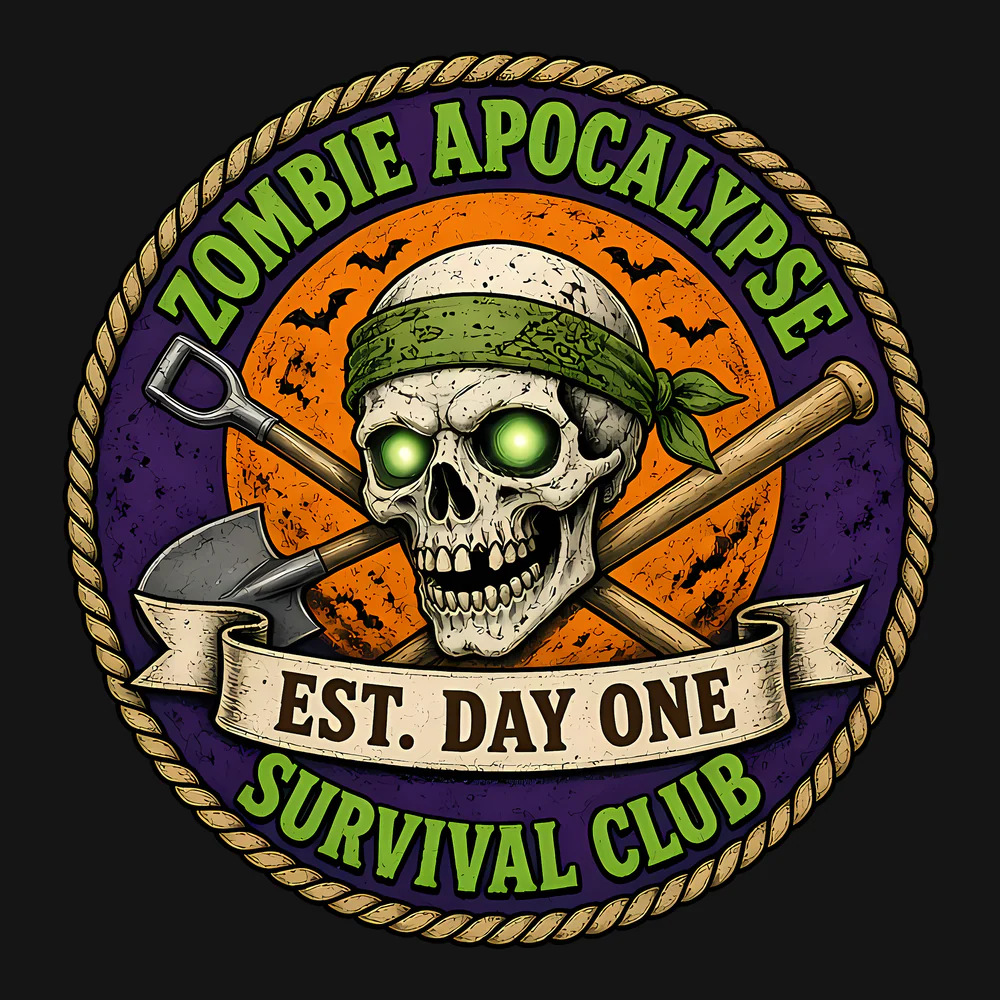 Zombie Apocalypse Survival Club Tee design close-up