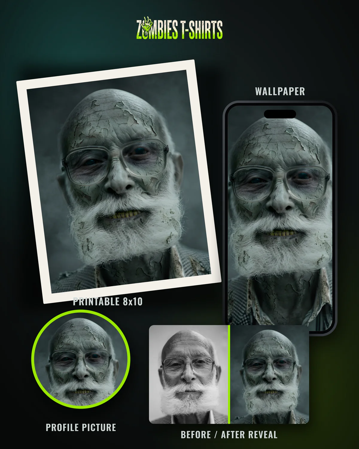 Digital zombie portrait download kit