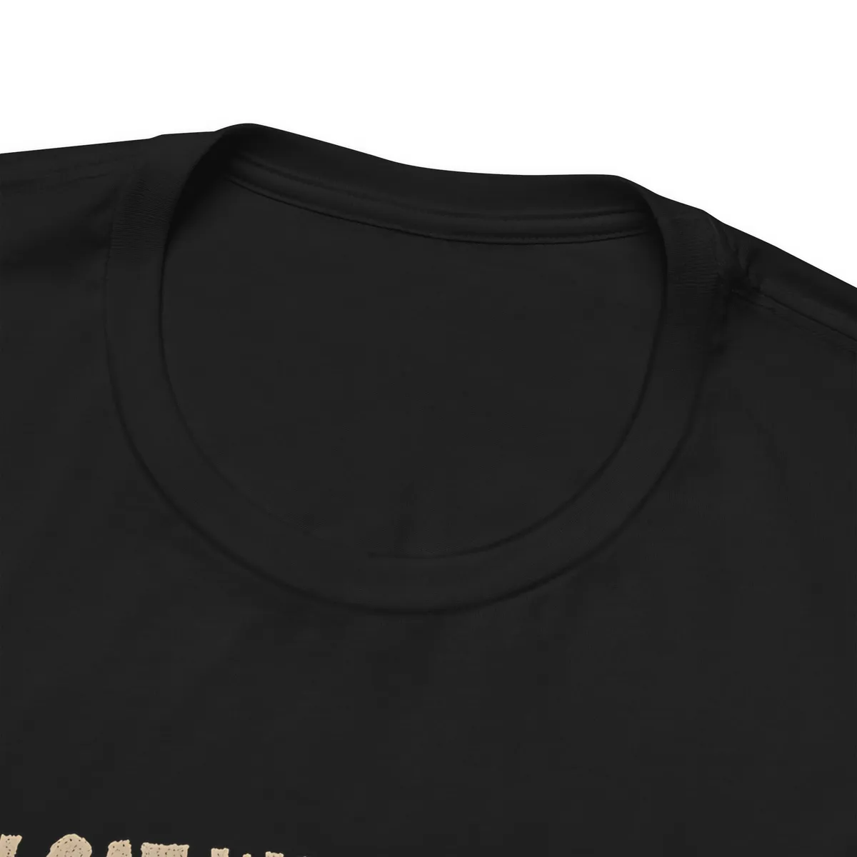 My Cat Would Survive the Zombie Apocalypse Tee in Black: collar and fabric close-up