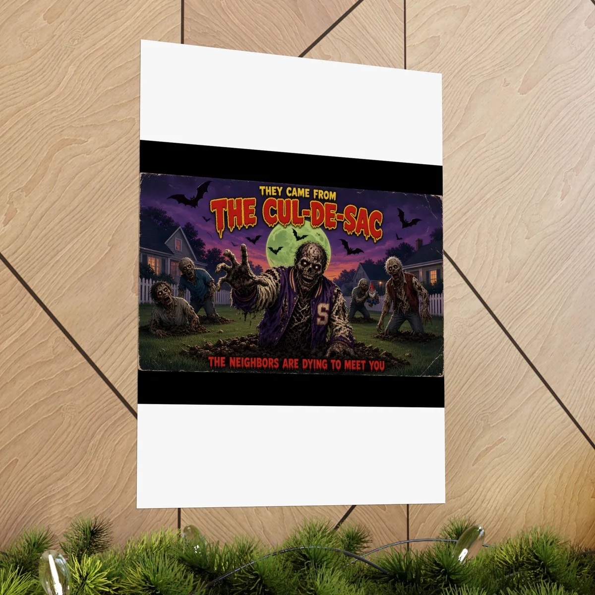 They Came From the Cul-de-Sac Retro Horror Poster: in a room