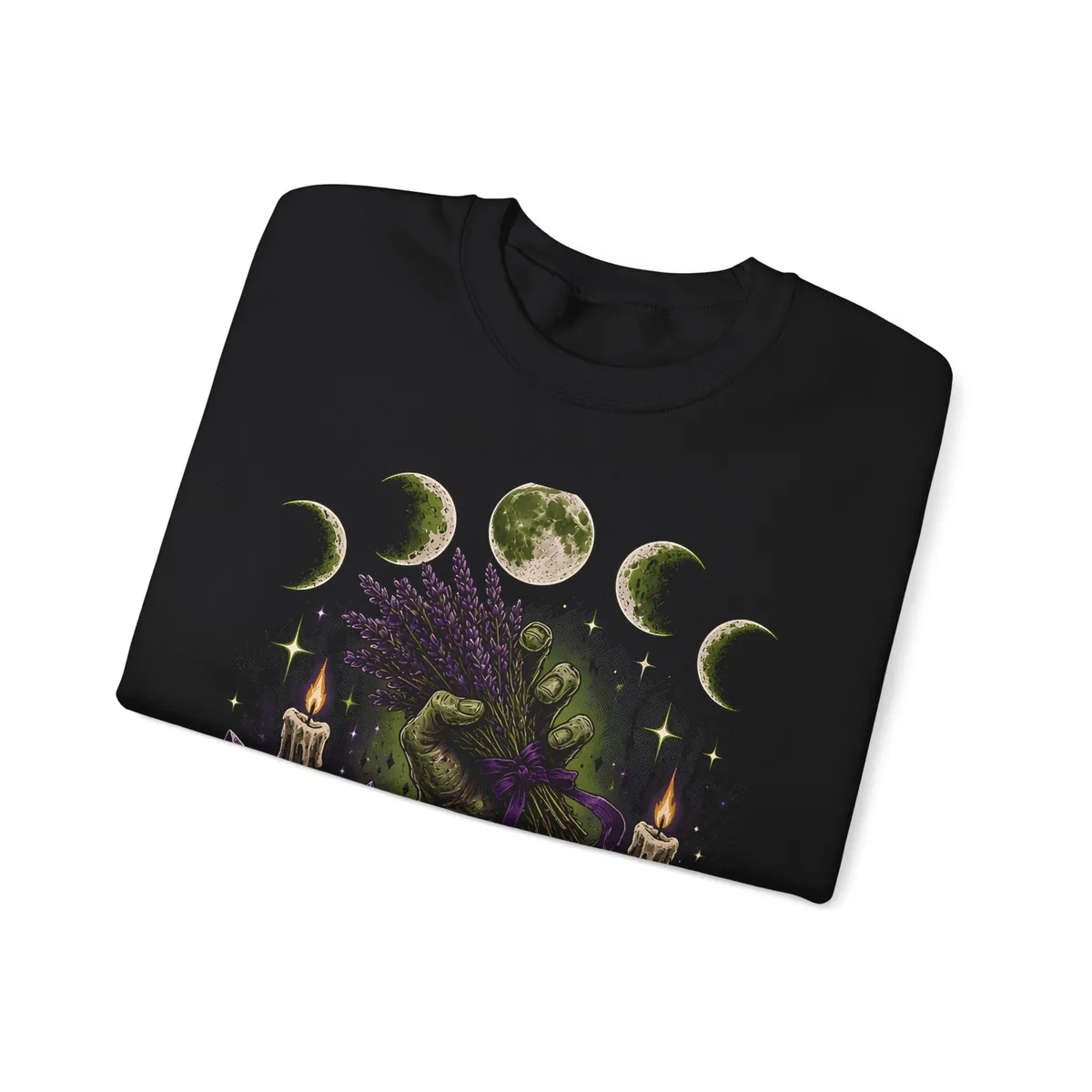 Undead Coven Witchcore Sweatshirt in Black: folded flat