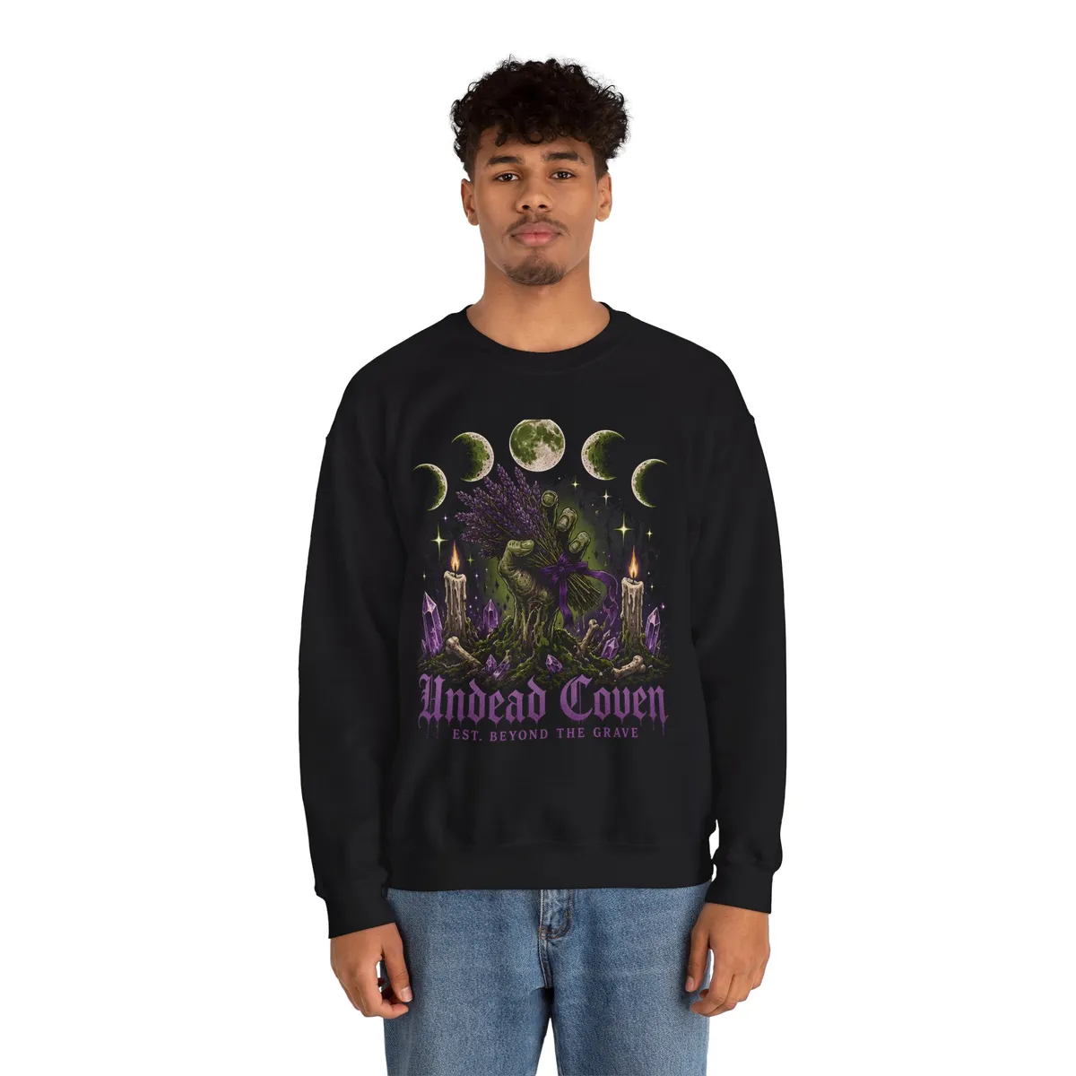 Undead Coven Witchcore Sweatshirt in Black: worn, second look