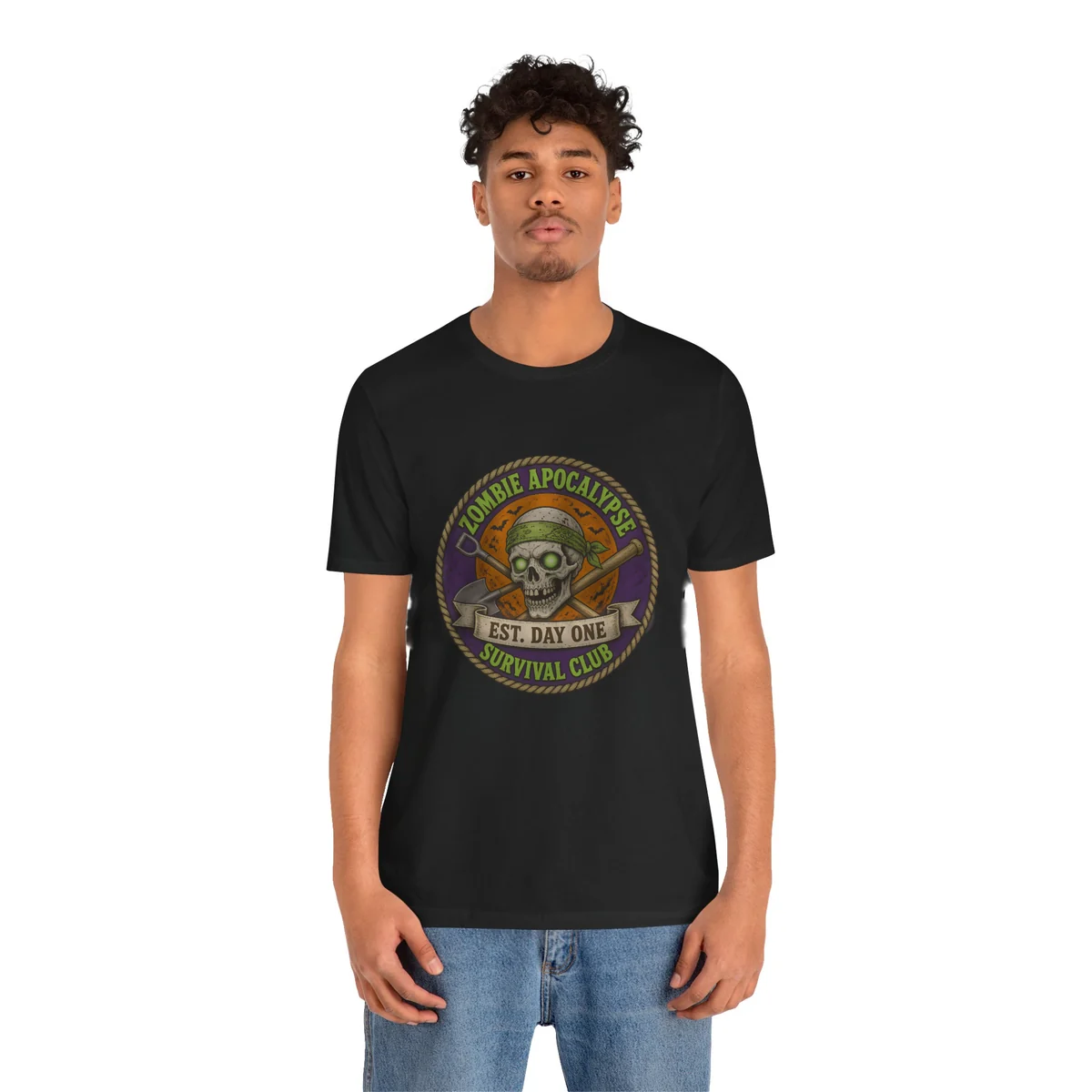 Zombie Apocalypse Survival Club Tee in Black: worn, second look