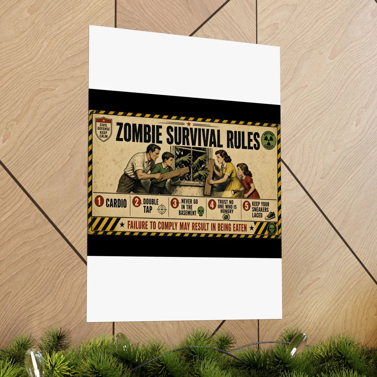 Zombie Survival Rules Poster: in a room